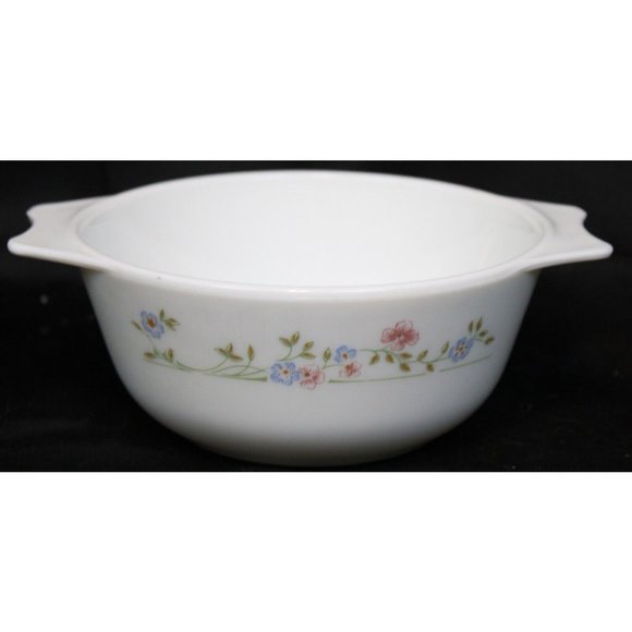 Vtg Pyrex England Cinderella Casserole Dish Handle Bowl Flowers Forget Me Nots - Picture 4 of 9